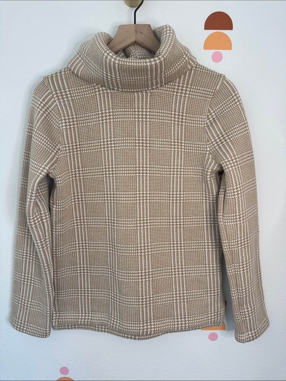 J. Crew Beige and Cream Plaid Turtleneck Sweater N0238
